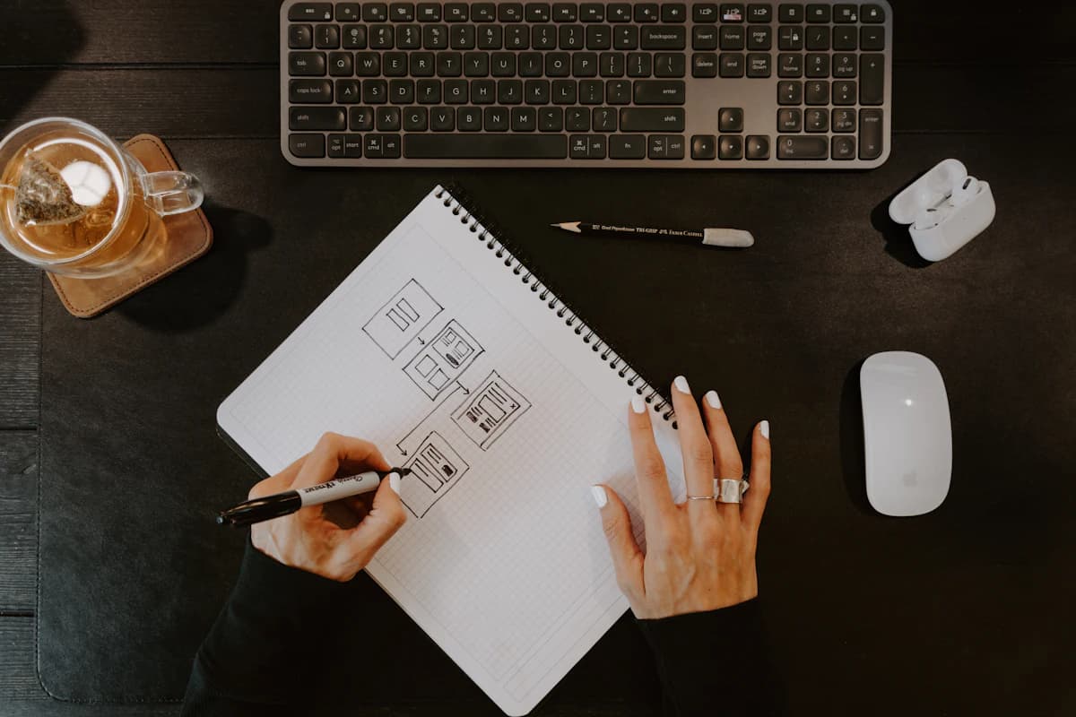 Small business seller reviewing profit margin calculations with a chart and calculator